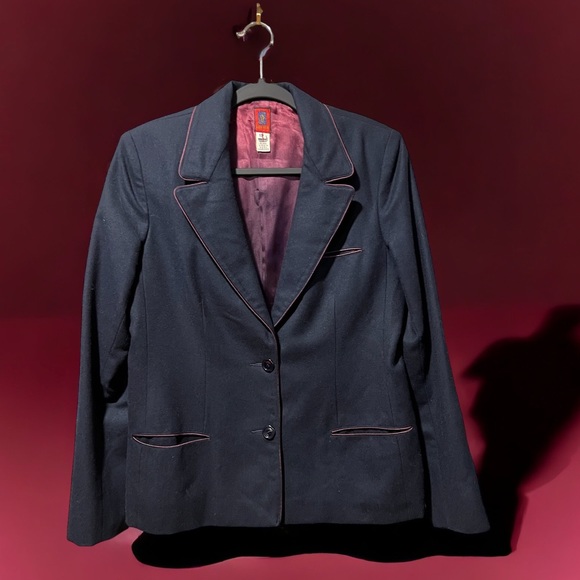 Anne Klein Vintage Ladies sz 12 Navy Wool Blazer - Picture 2 of 11